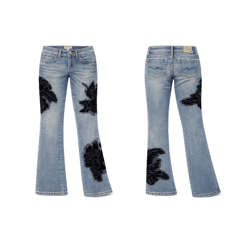 Vintage Candies Velvet  Rose Vine Boot Cut Jeans Women Size 1 Y2K